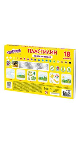 Пластилин классический ЮНЛАНДИЯ "ВЕСЁЛЫЙ ШМЕЛЬ", 18 цветов, 360 грамм, стек, ВЫСШЕЕ КАЧЕСТВО, 106432