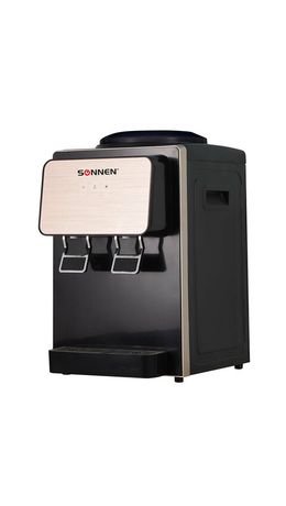 Кулер для воды SONNEN TSE-02BP, настольный, НАГРЕВ/ОХЛАЖДЕНИЕ ЭЛЕКТРОННОЕ, 2 крана, черный/бежевый, 455621