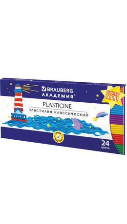 Пластилин классический BRAUBERG "АКАДЕМИЯ Супер ХИТ", 24 цвета, 480 г, стек, ВЫСШЕЕ КАЧЕСТВО, 106424