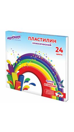Пластилин классический ЮНЛАНДИЯ "ЮНЫЙ ВОЛШЕБНИК", 24 цвета, 480 г, СО СТЕКОМ, 106511