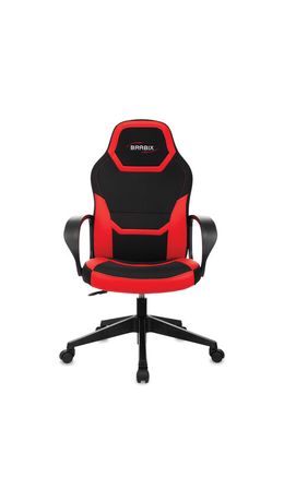 Кресло компьютерное BRABIX "Alpha GM-018", ткань/экокожа, черное/красное, 532637, GM-018_532637