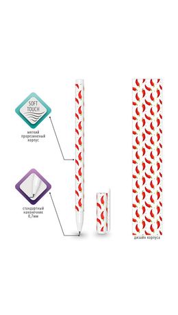 Ручка шариковая BRAUBERG SOFT TOUCH STICK "CHILI PEPPER", СИНЯЯ, мягкое покрытие корпуса, узел 0,7 мм, линия письма 0,35 мм, 143708