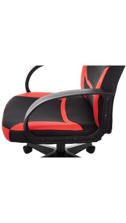Кресло компьютерное BRABIX "Alpha GM-018", ткань/экокожа, черное/красное, 532637, GM-018_532637