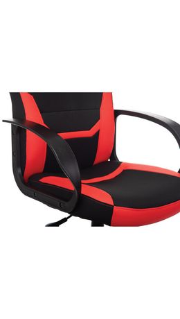 Кресло компьютерное BRABIX "Alpha GM-018", ткань/экокожа, черное/красное, 532637, GM-018_532637