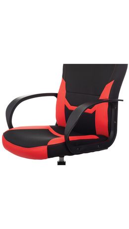 Кресло компьютерное BRABIX "Alpha GM-018", ткань/экокожа, черное/красное, 532637, GM-018_532637