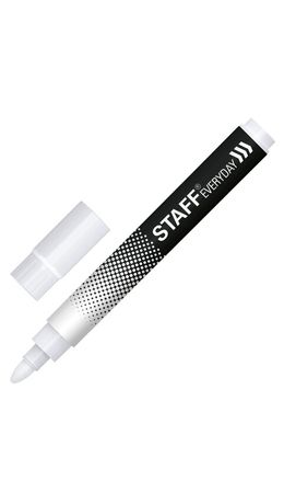 Маркер перманентный STAFF EVERYDAY PM-200, БЕЛЫЙ, круглый наконечник 3 мм, 152202