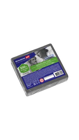 Пластилин скульптурный BRAUBERG ART CLASSIC, серый, 0,5 кг, мягкий, 106513