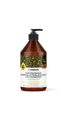Шампунь + гель для душа мужской 750мл SYNERGETIC "Энергия и сила 2В1", ш/к 53574, 701754