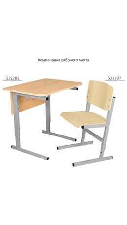 Стол-парта 2-местный, регулируемый угол, СУТ.55-01, 1200х500х520-640 мм, рост 2-4, серый каркас, ЛДСП клён