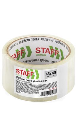Клейкая лента упаковочная 48 мм x 40 м, прозрачная, толщина 40 микрон, STAFF CLASSIC, 440176