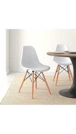 Стулья BRABIX "Eames CF-010", КОМПЛЕКТ 4 шт., пластик белый, опоры дерево/металл, 532630, 2033A