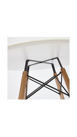 Стол обеденный BRABIX "Eames T-01", круглый диаметр 80 см, опоры дерево, пластик белый, 532633