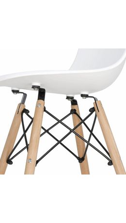 Стулья BRABIX "Eames CF-010", КОМПЛЕКТ 4 шт., пластик белый, опоры дерево/металл, 532630, 2033A