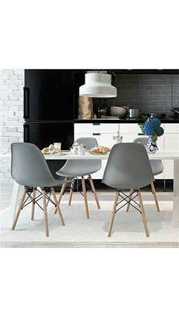 Стулья BRABIX "Eames CF-010", КОМПЛЕКТ 4 шт., пластик серый, опоры дерево/металл, 532632, 2033A