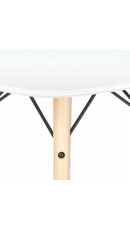 Стол обеденный BRABIX "Eames T-01", круглый диаметр 80 см, опоры дерево, пластик белый, 532633