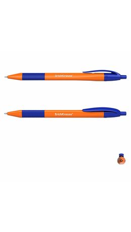 Ручка шариковая масляная автоматическая с грипом ERICH KRAUSE "U-209 Orange", СИНЯЯ, узел 1,0 мм, линия письма 0,3 мм, 47593