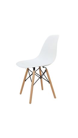 Стулья BRABIX "Eames CF-010", КОМПЛЕКТ 4 шт., пластик белый, опоры дерево/металл, 532630, 2033A