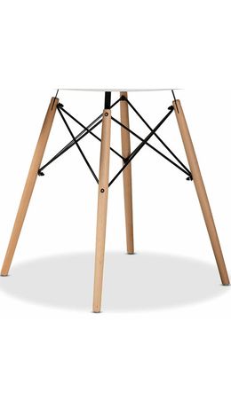 Стол обеденный BRABIX "Eames T-01", круглый диаметр 80 см, опоры дерево, пластик белый, 532633