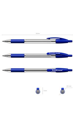 Ручка шариковая автоматическая с грипом ERICH KRAUSE "R-301 Classic", СИНЯЯ, 1,0 мм, линия письма 0,5 мм, 46758