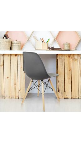 Стулья BRABIX "Eames CF-010", КОМПЛЕКТ 4 шт., пластик серый, опоры дерево/металл, 532632, 2033A