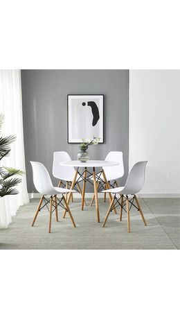 Стулья BRABIX "Eames CF-010", КОМПЛЕКТ 4 шт., пластик белый, опоры дерево/металл, 532630, 2033A