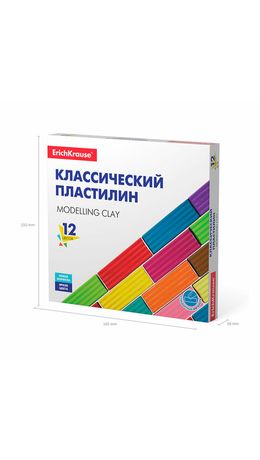 Пластилин классический ERICH KRAUSE Basic, 12 цветов, 192 г, со стеком, картонная упаковка, 50558