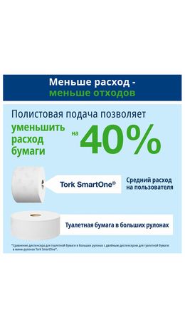 Бумага туалетная 207 м, TORK (Система T8) SmartOne, КОМПЛЕКТ 8 шт., Advanced, 2-слойная, 4722, 472272