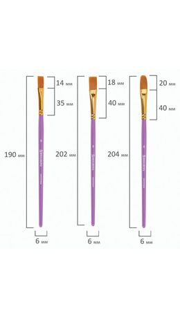 Кисти синтетика BRAUBERG, НАБОР 10 шт., фиолетовые (Круглые; Овальные; Плоские; Лайнеры), 201029
