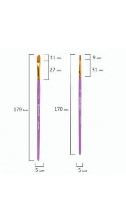 Кисти синтетика BRAUBERG, НАБОР 10 шт., фиолетовые (Круглые; Овальные; Плоские; Лайнеры), 201029
