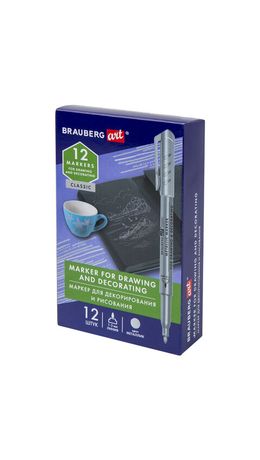 Маркер для декорирования и рисования СЕРЕБРИСТЫЙ BRAUBERG ART METALLIC, линия письма 1-3 мм, 152439