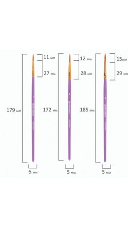 Кисти синтетика BRAUBERG, НАБОР 10 шт., фиолетовые (Круглые; Овальные; Плоские; Лайнеры), 201029