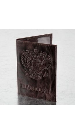 Обложка для паспорта натуральная кожа пулап, 3D герб + тиснение "ПАСПОРТ", темно-коричневая, BRAUBERG, 238194