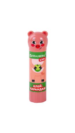 Клей-карандаш "Зверята: кошка, мышка, хрюшка", 9 г, фигурный колпачок, BRAUBERG KIDS, 271138