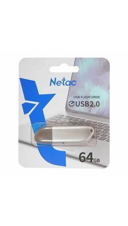 Флеш-диск 64 GB NETAC U352, USB 2.0, металлический корпус, серебристый, NT03U352N-064G-20PN