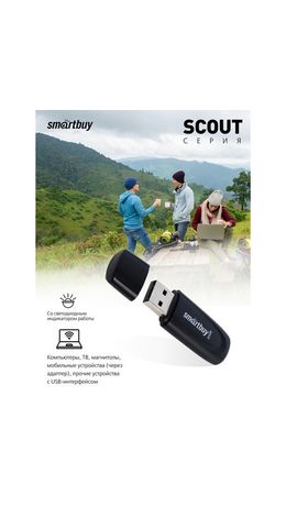 Флеш-диск 32 GB SMARTBUY Scout USB 2.0, черный, SB032GB2SCK