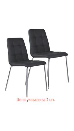 Стулья КОМПЛЕКТ 2 шт. BRABIX "Twins CF-011", хром каркас, экокожа, черный, 532765