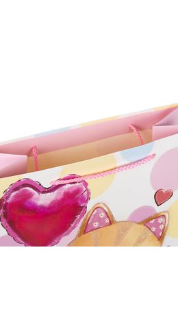 Пакет подарочный 26,5x12,7x33 см ЗОЛОТАЯ СКАЗКА "Lovely Kitty", глиттер, белый с розовым, 608242