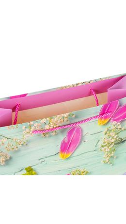 Пакет подарочный 26,5x12,7x33 см ЗОЛОТАЯ СКАЗКА "Spring Flowers", глиттер, розовый с голубым, 608247