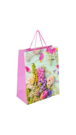 Пакет подарочный 26,5x12,7x33 см ЗОЛОТАЯ СКАЗКА "Spring Flowers", глиттер, розовый с голубым, 608247