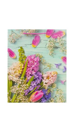 Пакет подарочный 26,5x12,7x33 см ЗОЛОТАЯ СКАЗКА "Spring Flowers", глиттер, розовый с голубым, 608247