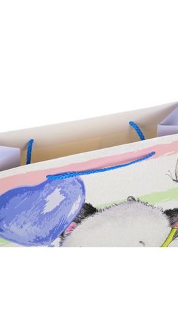 Пакет подарочный 26,5x12,7x33 см ЗОЛОТАЯ СКАЗКА "Lovely Panda", глиттер, белый с голубым, 608241