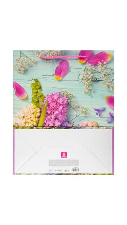 Пакет подарочный 26,5x12,7x33 см ЗОЛОТАЯ СКАЗКА "Spring Flowers", глиттер, розовый с голубым, 608247