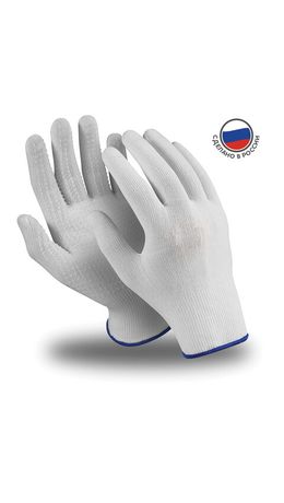 Перчатки нейлоновые MANIPULA Микрон, ПВХ-покрытие, КОМПЛЕКТ 10 пар, р-р 8 (M), белые, TNG-27/MG-111