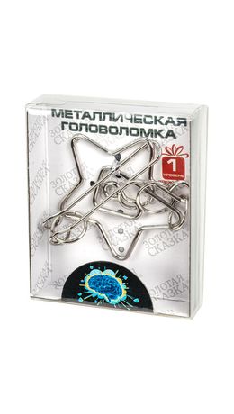 Головоломка металлическая большая ЗОЛОТАЯ СКАЗКА, 24 вида, в дисплее, разные уровни сложности, 664924