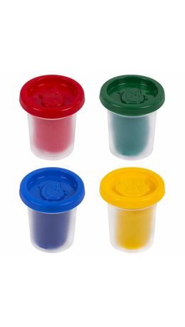 Пластилин-тесто для лепки BRAUBERG KIDS, 4 цвета, 200 г, яркие классические цвета, крышки-штампики, 106714