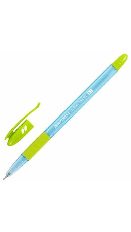 Ручка шариковая масляная с грипом BRAUBERG GLASSY PASTEL MIX, СИНЯЯ, корпус ассорти, линия 0,35 мм,144105