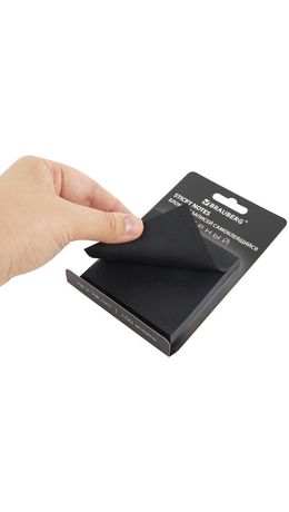 Блок самоклеящийся (стикеры) черный BRAUBERG BLACK, 76х76 мм, 100 листов, 115204