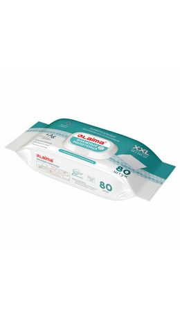 Полотенца влажные 80 шт., БОЛЬШИЕ XXL 16,5х25 см, с аллантоином и коллоидным серебром, LAIMA, 115222