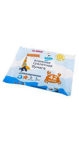 Бумага туалетная влажная детская 42 шт., БИОРАЗЛАГАЕМАЯ, смываемая, LAIMA Kids, 115223