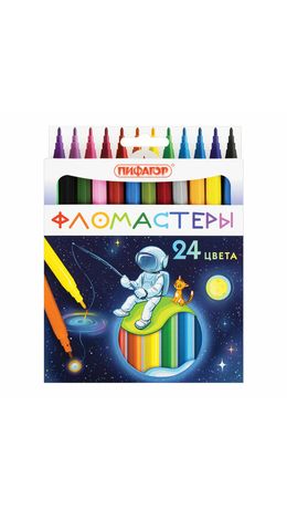 Фломастеры ПИФАГОР "Космическая одиссея", 24 цвета, вентилируемый колпачок, 152446